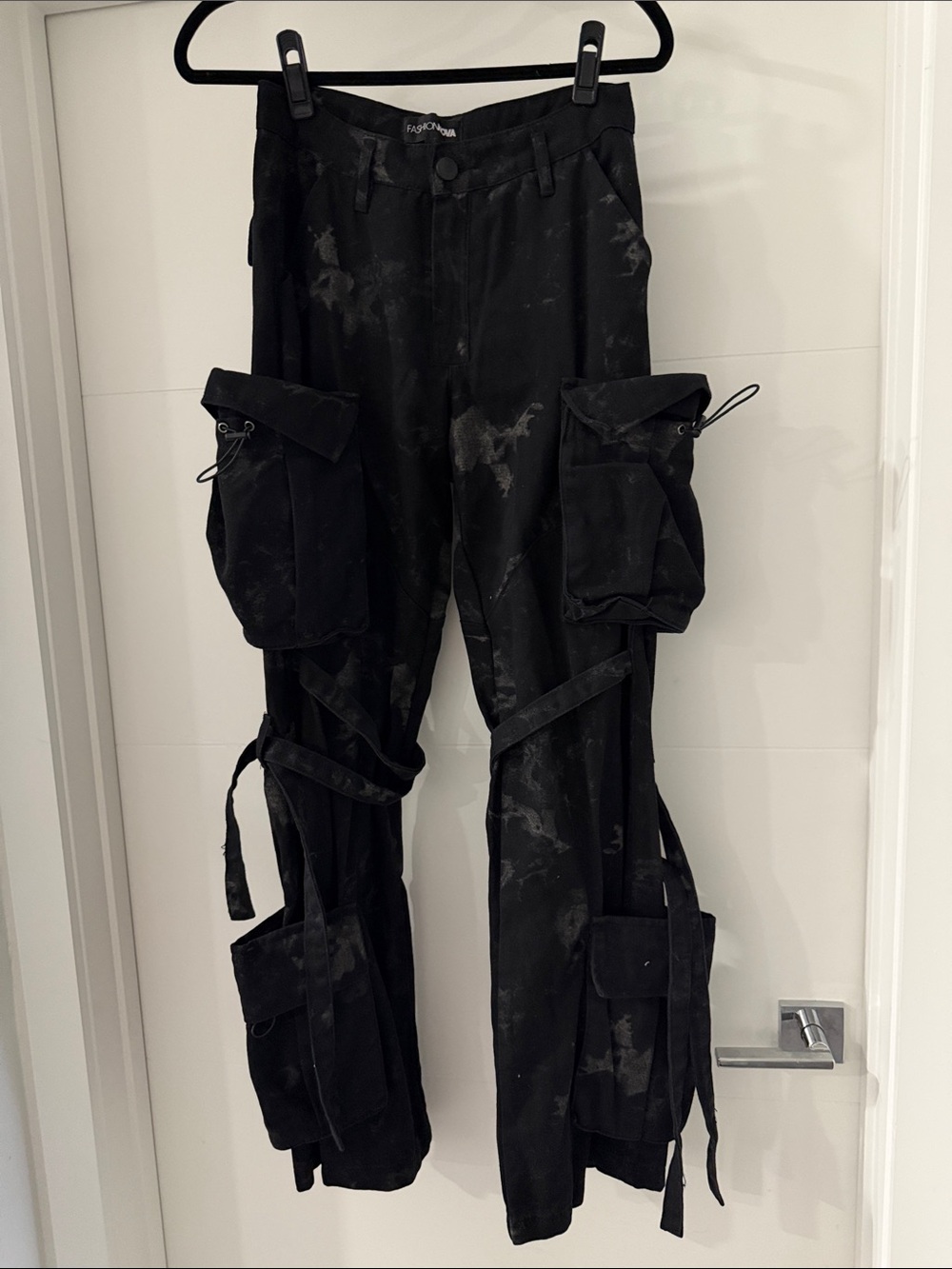 Fashion Nova Black Washed Cargo Pants